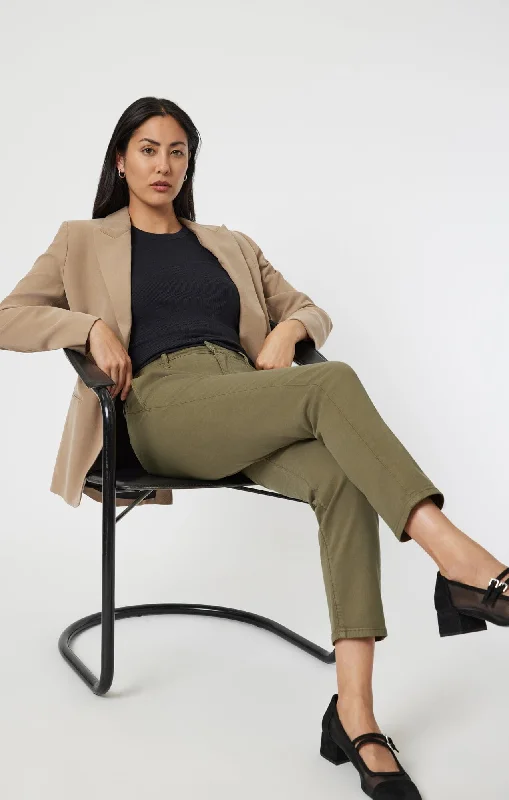 Embellished women jeans with studs or rhinestones for a glamorous touchBROOKE SLIM CHINO IN GREEN LUXE TWILL
