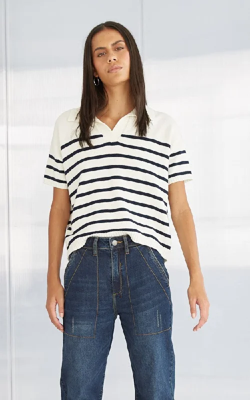 Ripped Denim Top for a Rebellious Fashion StatementDarra Cotton Polo Top