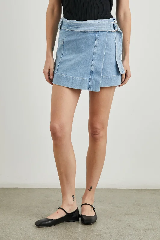 Cropped Denim Top to Pair with High - Waisted BottomsDEANNA SKIRT - BLUE MIST