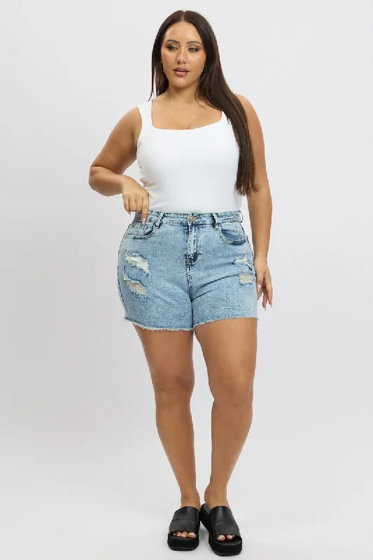 Long - Sleeve Denim Top for Cold Weather LayeringDenim Skinny Shorts High Rise