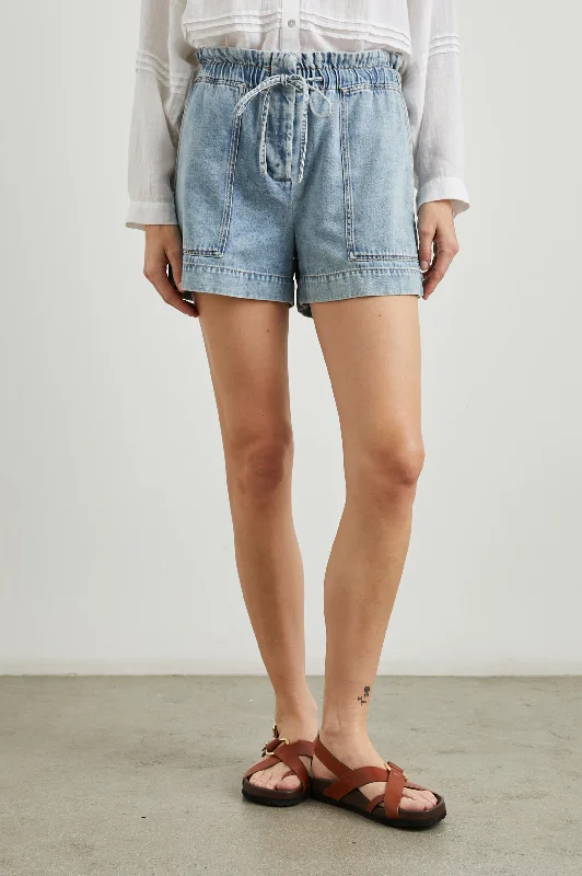 Studded Denim Top for a Glamorous and Bold StyleFOSTER SHORT - FADED INDIGO