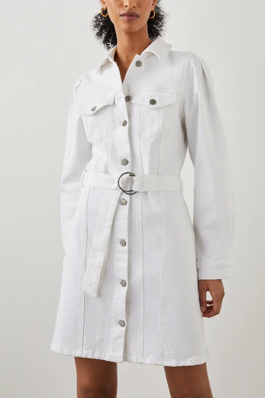 Denim Top with a Collared Neckline for a Preppy StyleGRIFFITH DRESS - SALT WHITE