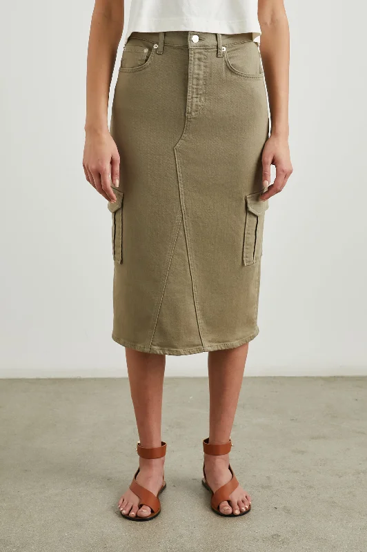 Cropped Denim Top to Pair with High - Waisted BottomsHIGHLAND CARGO SKIRT - WASHED OLIVE Cropped Denim Top to Pair with High - Waisted BottomsHIGHLAND CARGO SKIRT - WASHED OLIVE