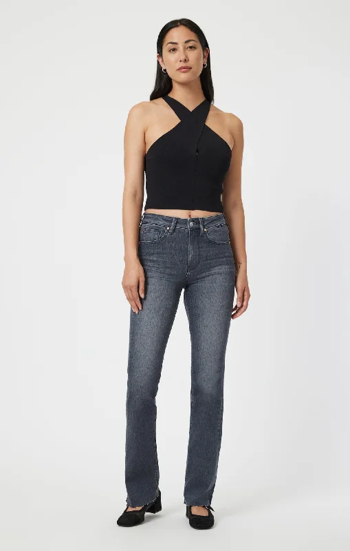 Light - wash women jeans for a fresh and summery appearanceMARIA FLARE IN MID SMOKE BRUSHED FLEX BLUE