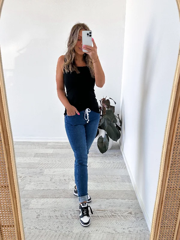 Distressed Denim Top for a Trendy and Edgy LookMason Joggers - Dark Blue