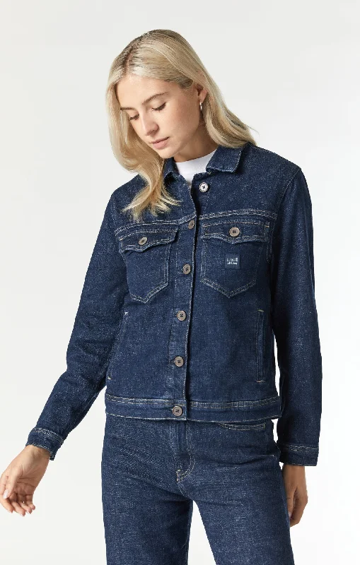 Plus - size women jeans for a comfortable and stylish fitMELLIE DENIM JACKET IN DEEP HEMP