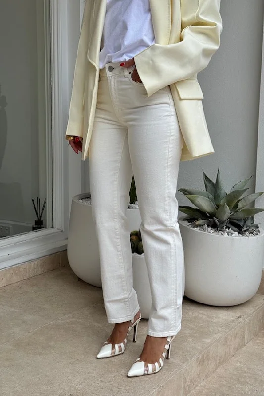 Long - Sleeve Denim Top for Cold Weather LayeringMica Straight Off White