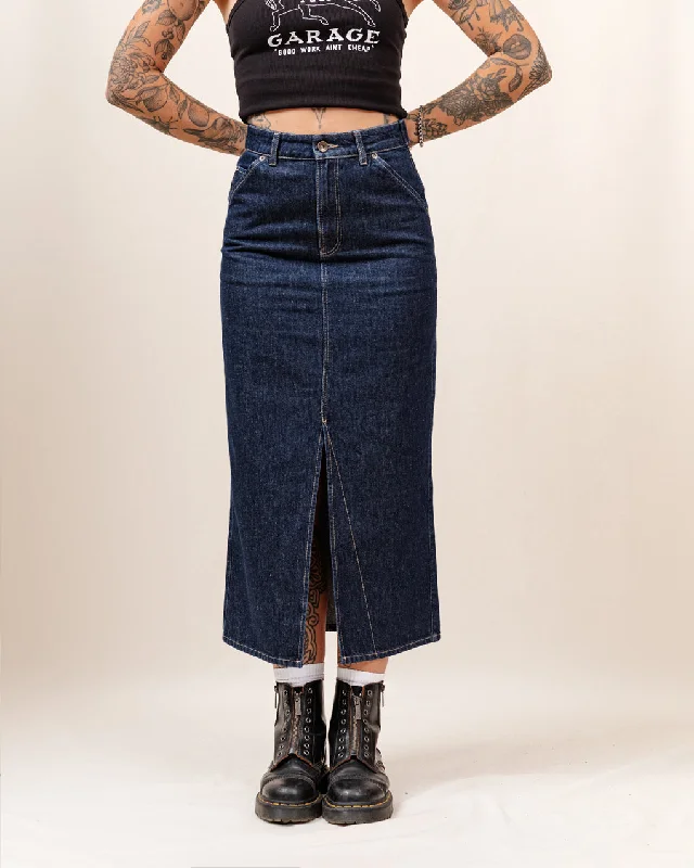 Cargo women jeans with multiple pockets for added functionalityParlor Denim Longline Skirt - Navy