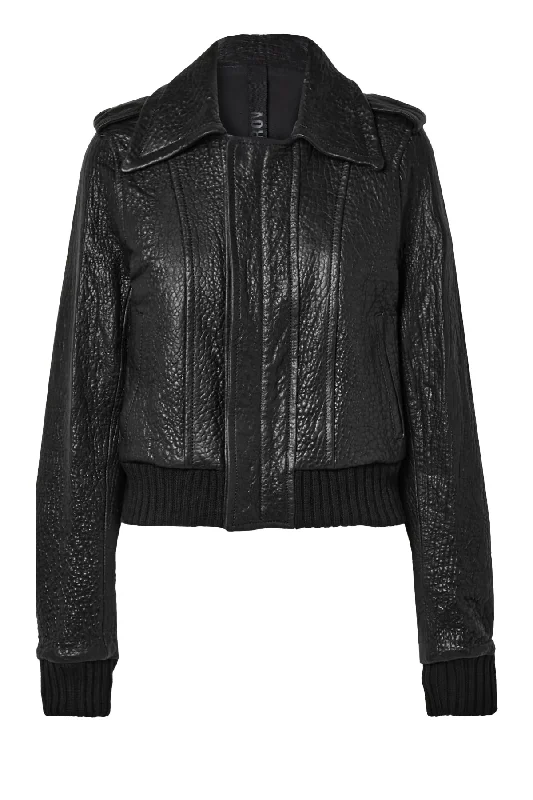 High - waisted women jeans for a flattering silhouettePetar Petrov Mero Textured Leather Jacket - Black