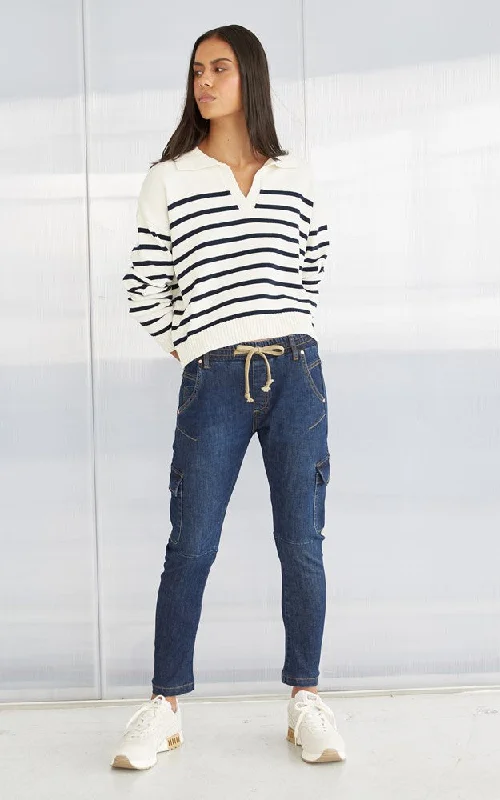 Cropped Denim Top to Pair with High - Waisted BottomsRita Cotton Polo Top