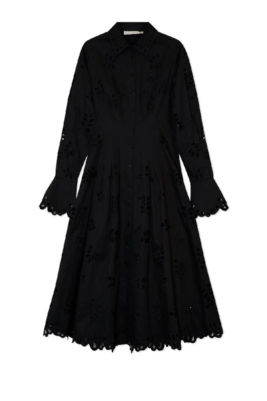 Plus - size women jeans for a comfortable and stylish fitSimkhai Eda Broderie Cotton Midi Dress - Black