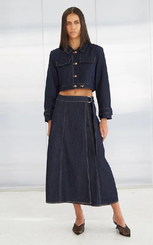 Plus - Size Denim Top for a Comfortable and Stylish FitTiffe Wrap Denim Skirt