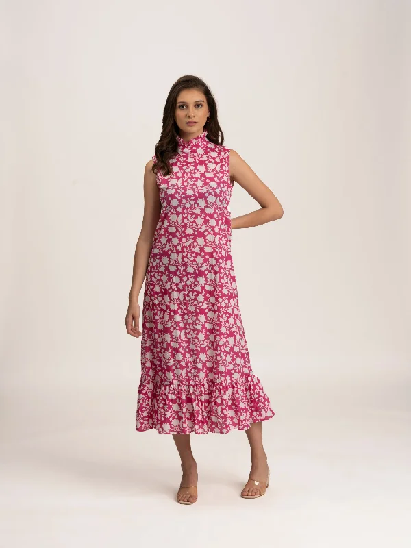 Maxi dresses with a criss - cross back for a flirty and unique detailComfortable 100% Cotton Floral printed midi dress