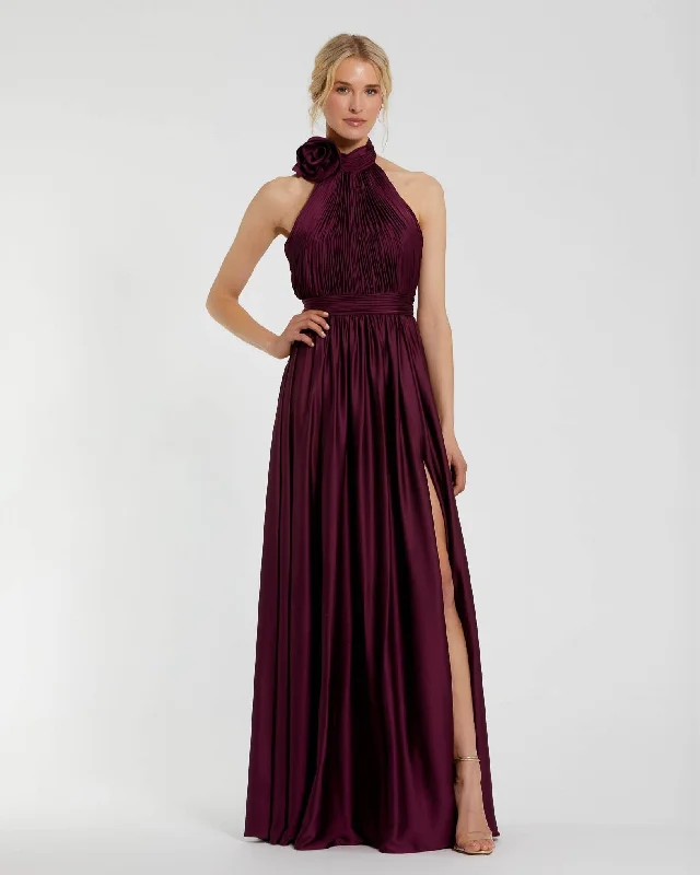 Maxi dresses with mesh panels for a sexy and trendy appearancePurple Soft Tie Halter Neck High Slit Gown Maxi dresses with mesh panels for a sexy and trendy appearancePurple Soft Tie Halter Neck High Slit Gown