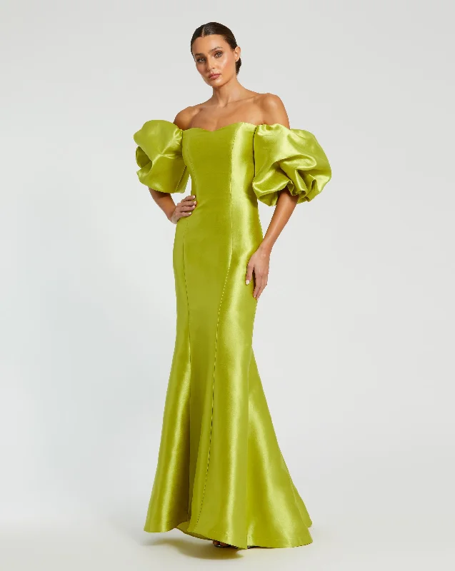 Maxi dresses with embroidered floral motifs for a unique designGreen Sweetheart Off The Shoulder Puff Sleeve Gown Maxi dresses with embroidered floral motifs for a unique designGreen Sweetheart Off The Shoulder Puff Sleeve Gown