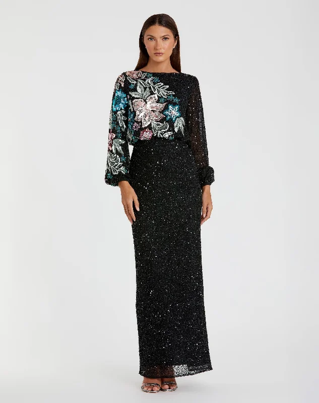 Maxi dresses with a paisley print for a classic and elegant styleBlack Embellished Floral High Neck Gown Maxi dresses with a paisley print for a classic and elegant styleBlack Embellished Floral High Neck Gown