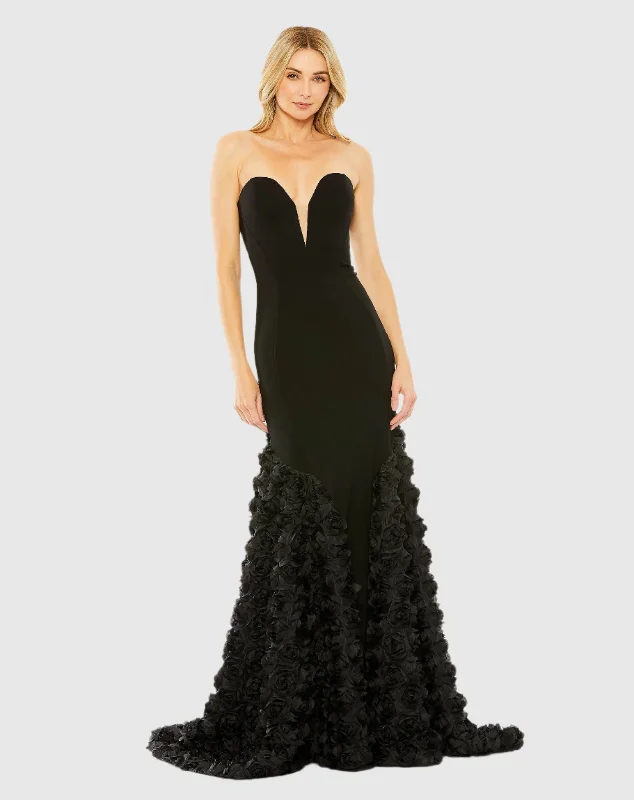 Polyester maxi dresses for easy - care and durabilityJersey Mermaid Ball Gown with Rose Train