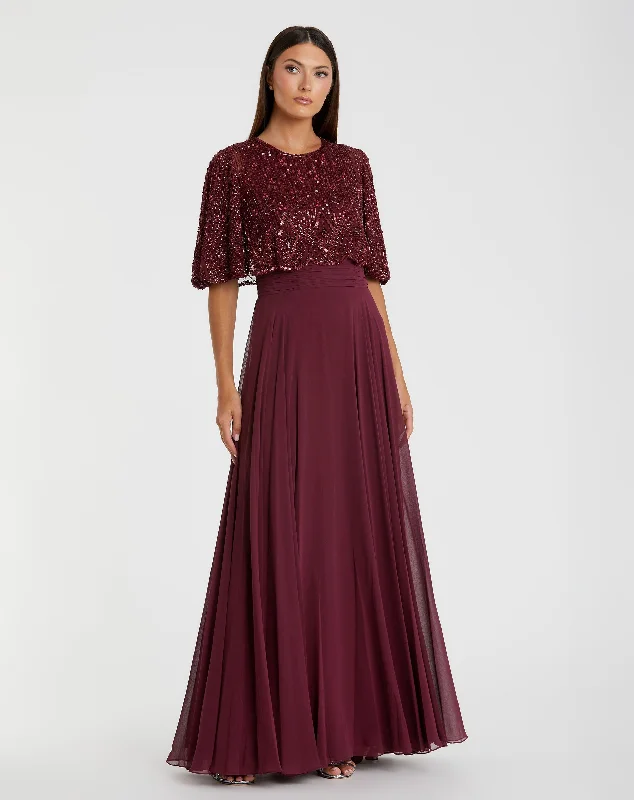 Maxi dresses with an empire waist for a flattering fit on all body typesBeaded Overlay A-Line Gown