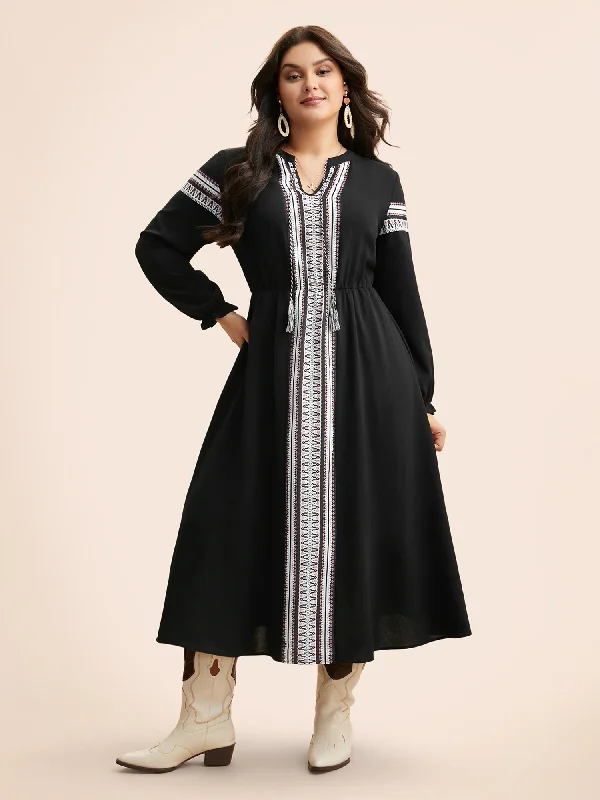 Maxi dresses with a gathered skirt for a voluminous and dramatic effectBandana Tie Knot Lantern Sleeve Dress