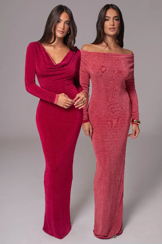 Sheer maxi dresses with lace overlays for a romantic touchBerry/Mauve Ashton Reversible Maxi Dress