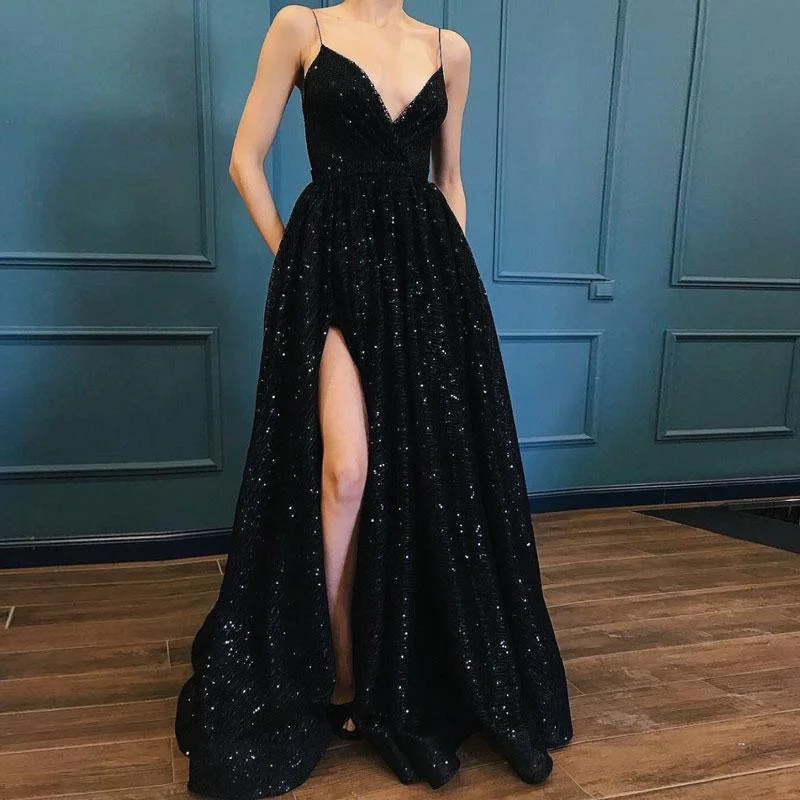 Maxi dresses with fringe trim for a bohemian vibeFashionSierra - Black V-neck Prom party evening dresses Maxi dresses with fringe trim for a bohemian vibeFashionSierra - Black V-neck Prom party evening dresses