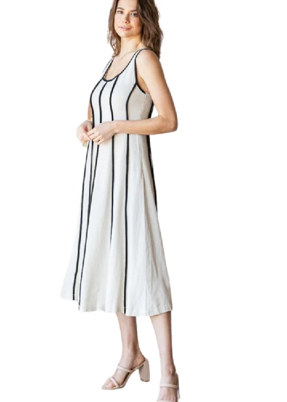 Maxi dresses with thin spaghetti straps for a delicate and feminine feelBlythe Linen Contrast Stitching Tank Dress ***FINAL SALE*** Maxi dresses with thin spaghetti straps for a delicate and feminine feelBlythe Linen Contrast Stitching Tank Dress ***FINAL SALE***