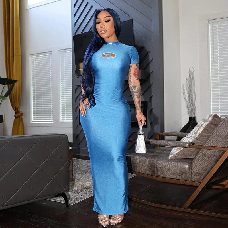 Maxi dresses with an empire waist for a flattering fit on all body typesC0397 Wholesale Sexy Fashion High Neck Short Sleeve cotton dresses women long maxi summer