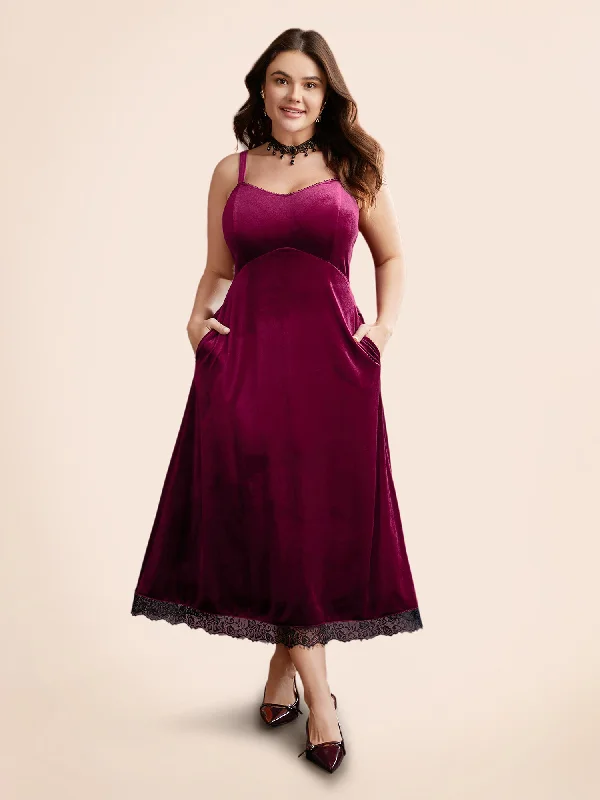 Maxi dresses with a pleated skirt for a timeless and elegant appearanceCami Velvet Fitted Waist Maxi Dress