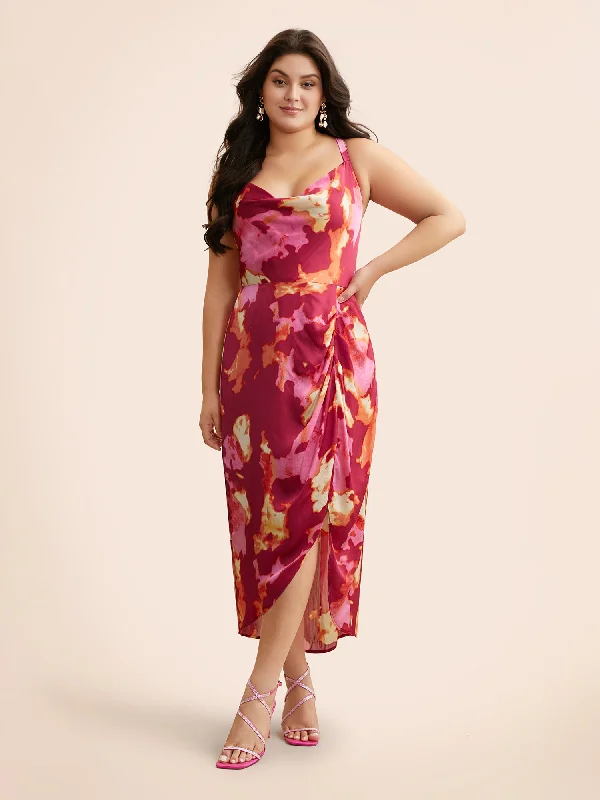 Plaid maxi dresses for fall fashion eventsColorblock Contrast Shirred Pleated Dress