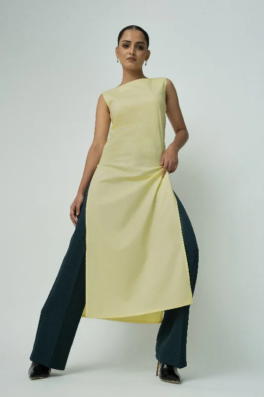 Velvet maxi dresses with long sleeves for winter weddingsYellow Qua Convertible Maxi Dress