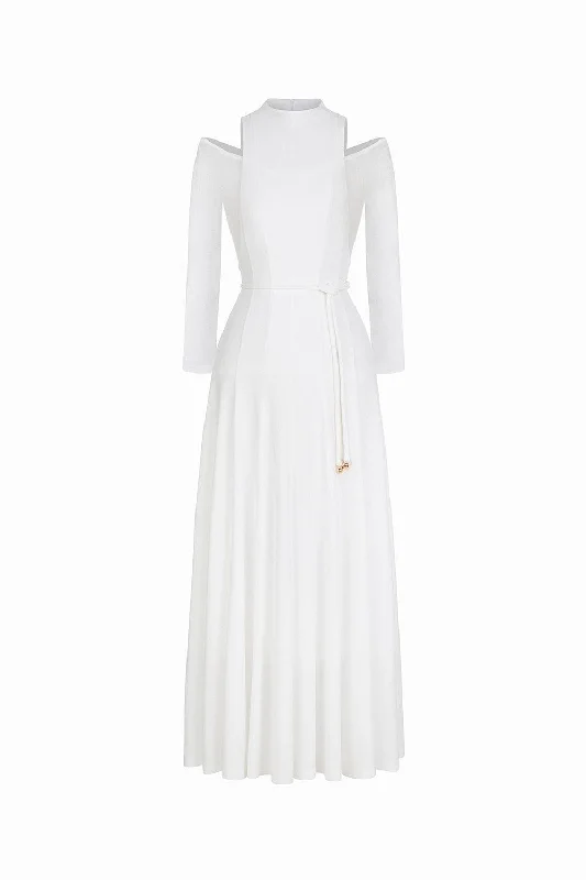 Satin maxi dresses with a high - low hem for a modern twistDiep A-line Draped Wool Ankle Length Dress