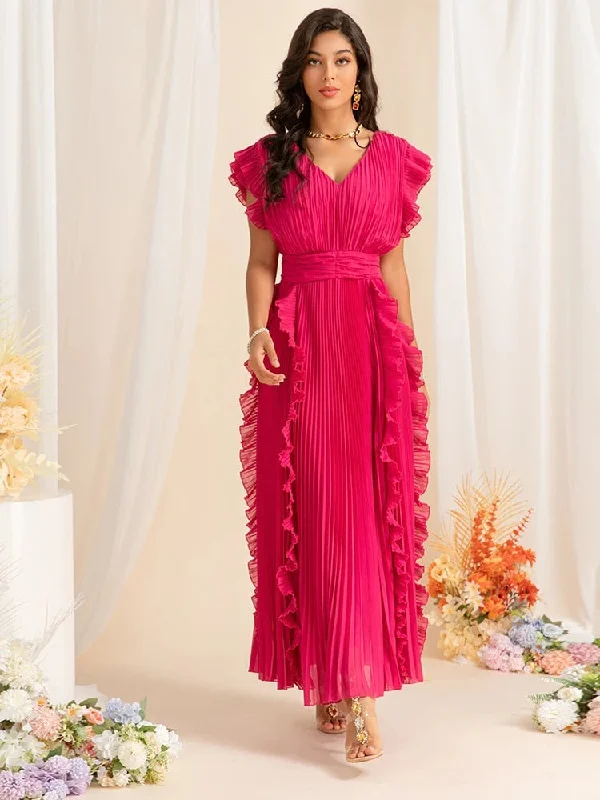 Ruffled maxi dresses with a tiered skirt for added volumeDRESS STYLE  - SY1126