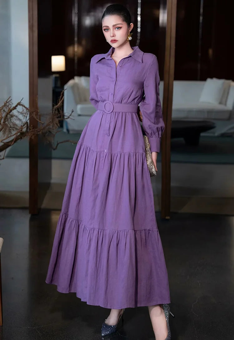Linen maxi dresses for a breathable and lightweight summer optionDRESS STYLE  - SY1434