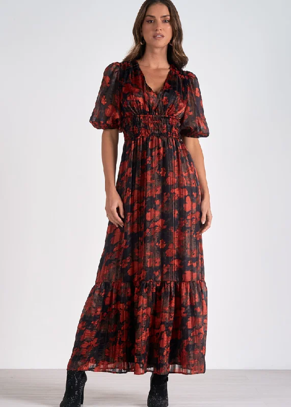 Maxi dresses with geometric prints for a contemporary aestheticElan Elaine Floral Dress- Red