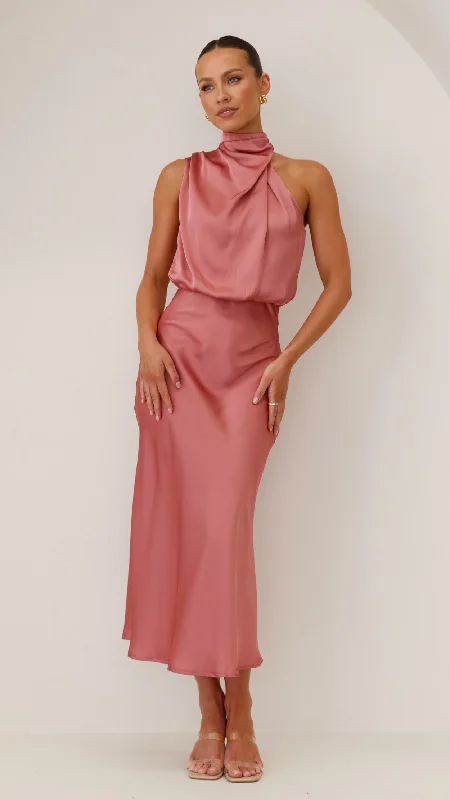 Maxi dresses with a belted empire waist for a more defined and flattering silhouetteEsther Maxi Dress - Baked Rose