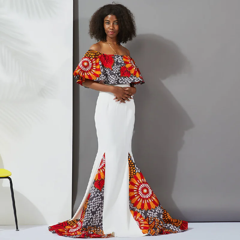 Maxi dresses with geometric prints for a contemporary aestheticFashion African Women Kitenge Print Designs Traditional Dinner Dress Africa Clothing Evening Dresses For Women