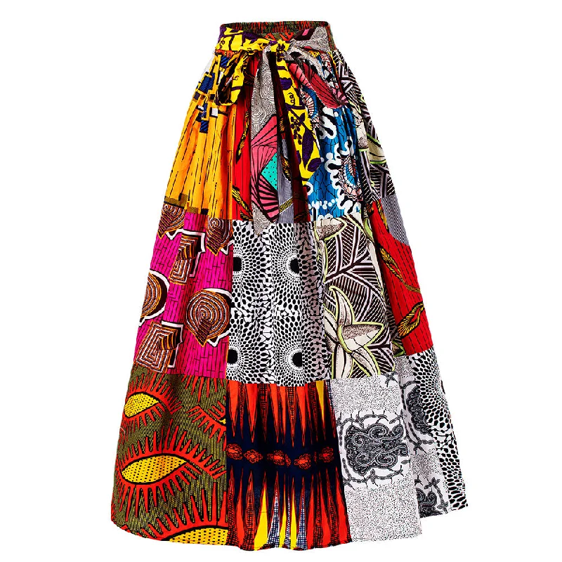 Plaid maxi dresses for fall fashion eventsHigh Quality African Print Long Skirt 100% Cotton Mix Wax Maxi Elastic Waist African Clothing For Women Skirt