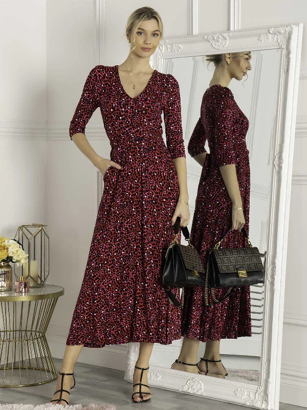 Metallic maxi dresses for a glamorous New Year's Eve partyKamiyah Viscose Maxi Dress, Pink Animal