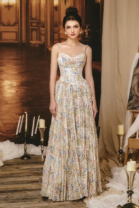 Maxi dresses with geometric prints for a contemporary aestheticKiss Me Pleated Sleeveless Silk Floor Length Dress