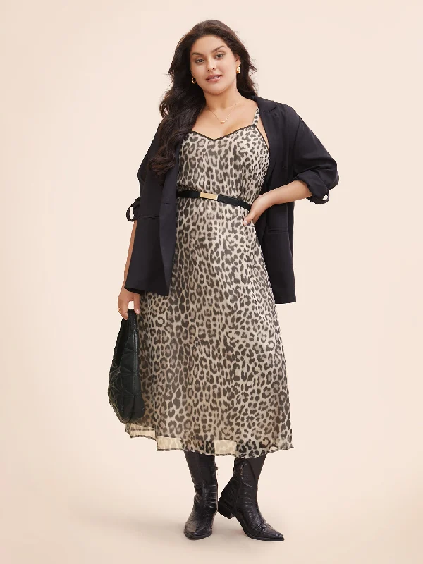 Maxi dresses with an asymmetric hem for a fashion - forward and eye - catching designLeopard Print Mesh Cami Dress Maxi dresses with an asymmetric hem for a fashion - forward and eye - catching designLeopard Print Mesh Cami Dress