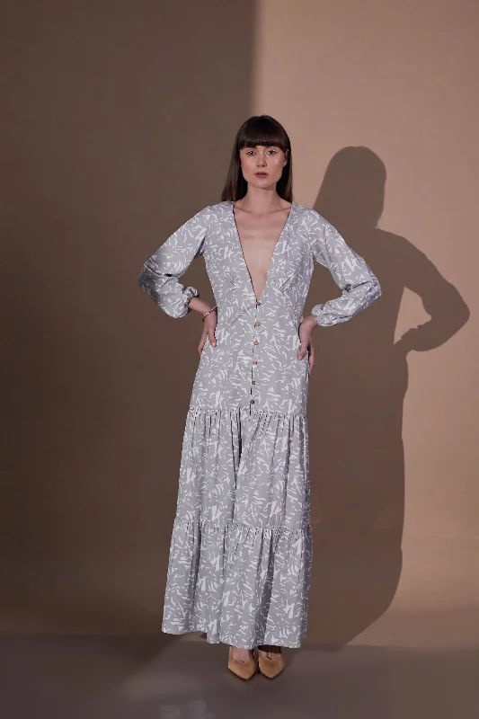Maxi dresses with geometric prints for a contemporary aestheticGrey Comfort fit Women's Printed Maxi Dress Maxi dresses with geometric prints for a contemporary aestheticGrey Comfort fit Women's Printed Maxi Dress