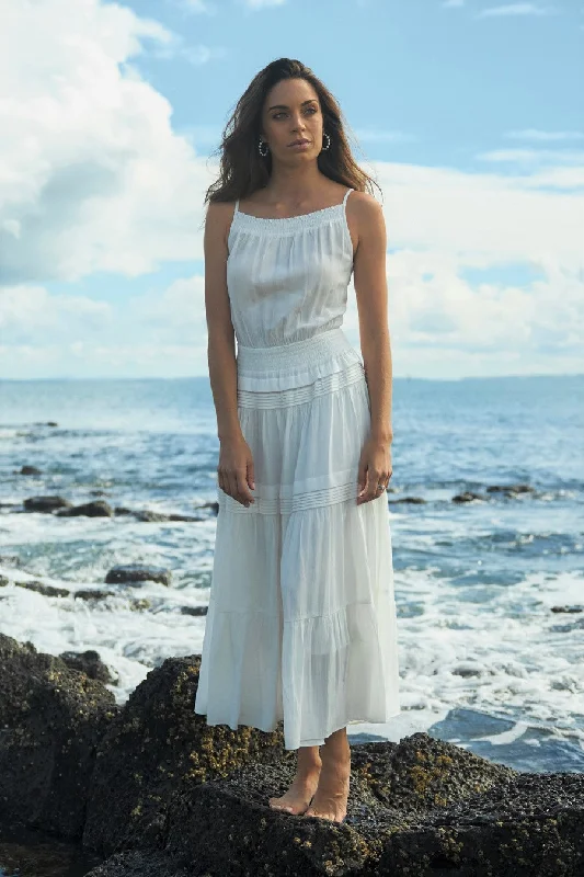 Maxi dresses with a criss - cross back for a flirty and unique detailMatai Maxi Dress White