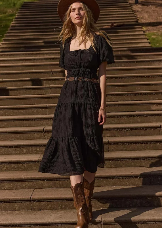 Floral print maxi dresses for summer garden partiesMINKPINK Amy Tiered Midi Dress- Black