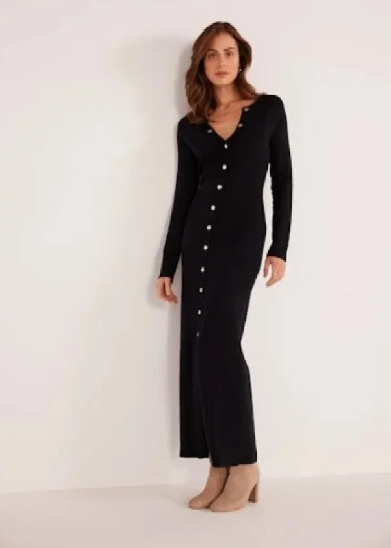Maxi dresses with a wrap - around style for a customizable fitMINKPINK Isabel Knit Midi Dress- Black