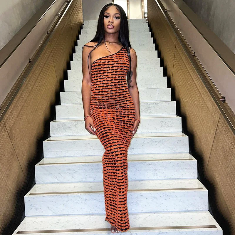 Maxi dresses with a criss - cross back for a flirty and unique detailNew arrivals 2023 summer stylish party evening dresses hot sexy one shoulder maxi dress