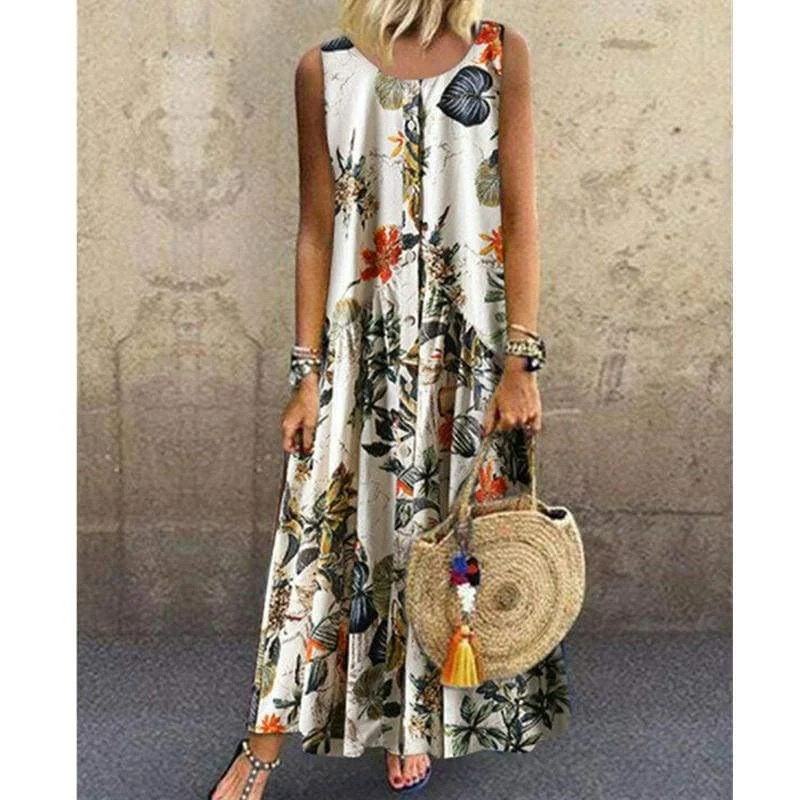 Maxi dresses with balloon sleeves for a vintage - inspired styleFashionSierra - New Women's Boho Sleeveless Summer Dress Maxi dresses with balloon sleeves for a vintage - inspired styleFashionSierra - New Women's Boho Sleeveless Summer Dress