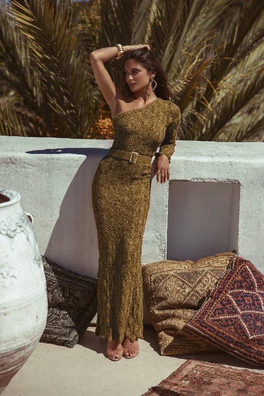 Maxi dresses with patchwork designs for a one - of - a - kind styleOlive La Costa One Shoulder Dress