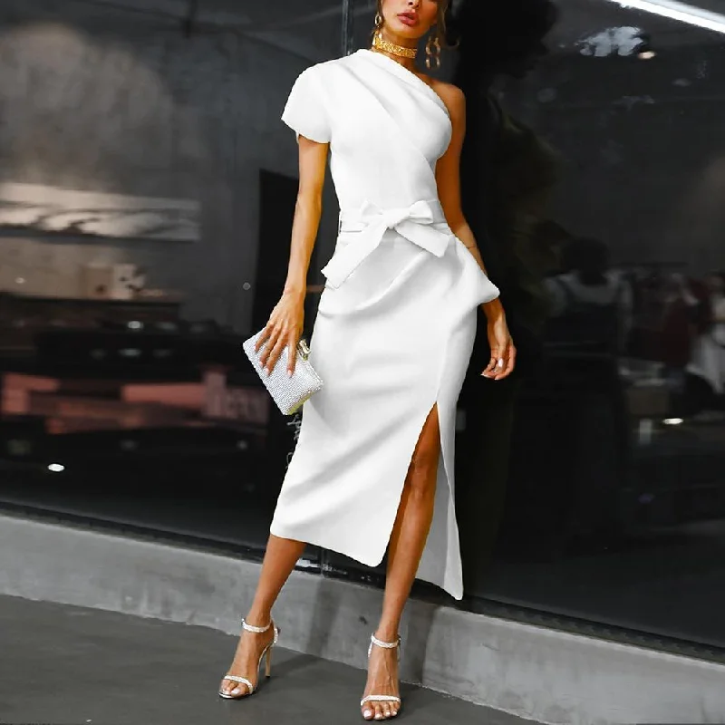 Animal print maxi dresses for a statement - making outfitFashionSierra - One shoulder ruched irregular party dress Animal print maxi dresses for a statement - making outfitFashionSierra - One shoulder ruched irregular party dress