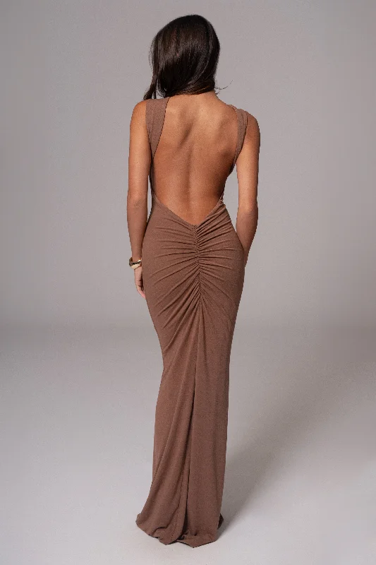 Maxi dresses with a wrap - around style for a customizable fitPecan JLUXBASIX FRONT AND CENTER MAXI DRESS Maxi dresses with a wrap - around style for a customizable fitPecan JLUXBASIX FRONT AND CENTER MAXI DRESS
