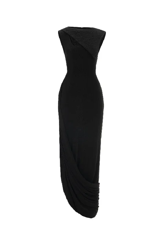 Maxi dresses with a gathered skirt for a voluminous and dramatic effectPrimrose Asymmetric Boat Neck Elastic Cotton Ankle Length Dress Maxi dresses with a gathered skirt for a voluminous and dramatic effectPrimrose Asymmetric Boat Neck Elastic Cotton Ankle Length Dress